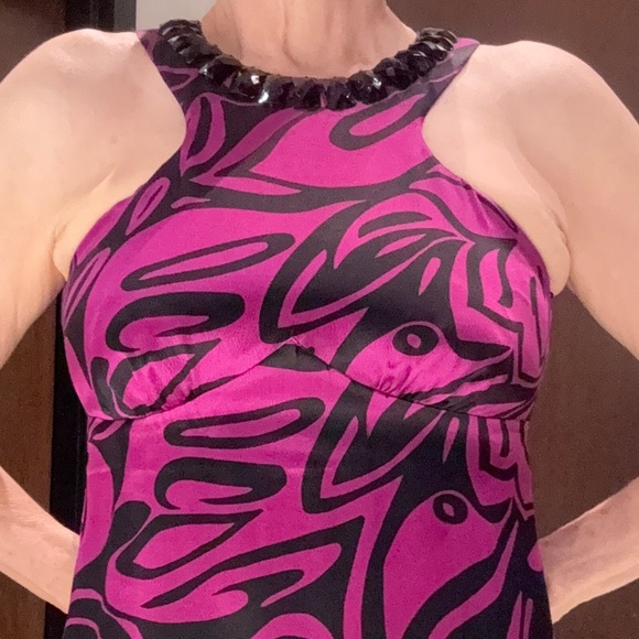 Trina Turk 100% Silk Purple and Black top - Picture 6 of 6